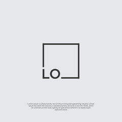 Letter LO Logo design with square frame line business consulting concept