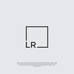 Letter LR Logo design with square frame line business consulting concept
