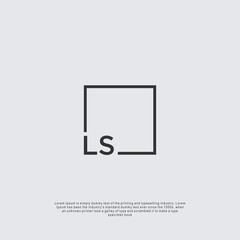 Letter LS Logo design with square frame line business consulting concept