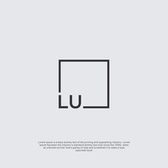 Letter LU Logo design with square frame line business consulting concept