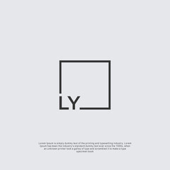 Letter LY Logo design with square frame line business consulting concept