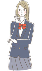 考える女子高生