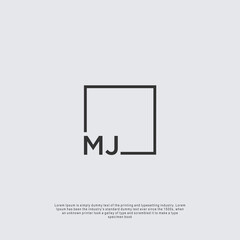 Letter MJ Logo design with square frame line business consulting concept