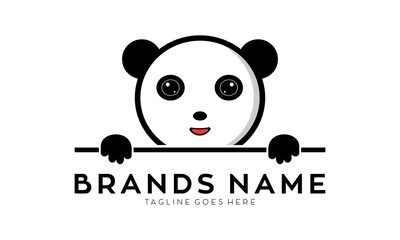 Cute smiling panda vector logo