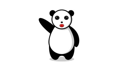 Hello panda illustration vector icon