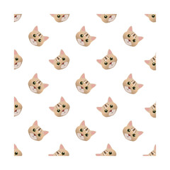 Obraz premium Seamless pattern with real cute cat faces premium vector