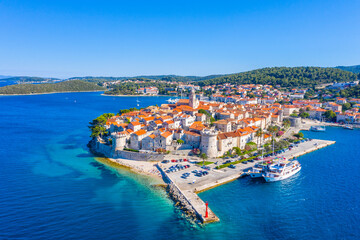 Panorama of Croatian town Korcula - obrazy, fototapety, plakaty