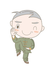 太極拳・ポーズをとるシニア男性