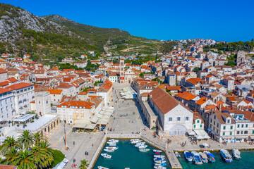 Aerial view of the old town of Hvar, Croatia - obrazy, fototapety, plakaty