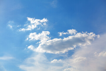Summer day clouds on the blue sky 