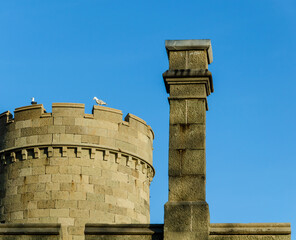 The tower of the old fortress on a sunny day.