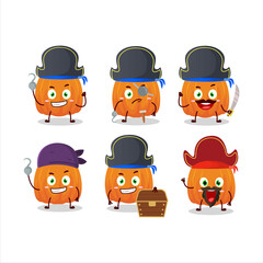 Obraz premium Cartoon character of new pumpkin with various pirates emoticons