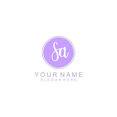 SA Initial handwriting logo template vector
