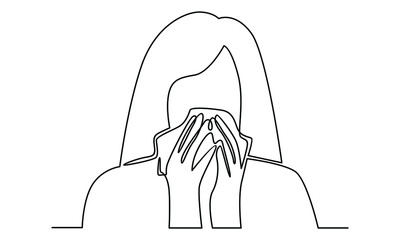 Continue line of cold, flu. Woman with handkerchief