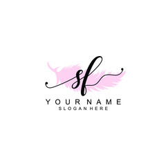 SF Initial handwriting logo template vector