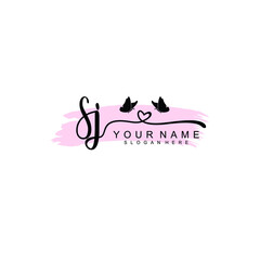 SJ Initial handwriting logo template vector