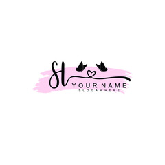 SL Initial handwriting logo template vector