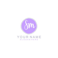SM Initial handwriting logo template vector