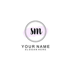 SM Initial handwriting logo template vector