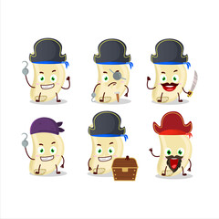 Cartoon character of slice of garlic with various pirates emoticons