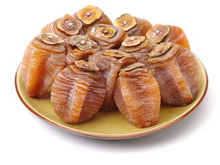 dried persimmon on white background 