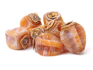 dried persimmon on white background 