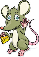 rat hold cheese and smiled with happiness