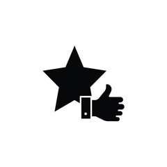 Star and hand thumb up glyph icon. Like, favourite, love, and testimonials concept. Simple solid style. Vector illustration isolated on white background. EPS 10.