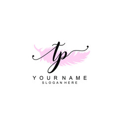 TP Initial handwriting logo template vector