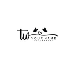 TW Initial handwriting logo template vector