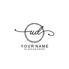 UD Initial handwriting logo template vector