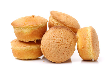 cup shape sponge cake on white background