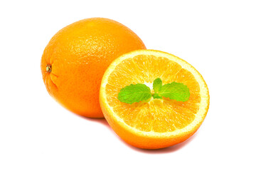 Sliced fresh oranges isolated on white background