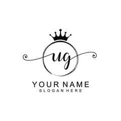 UG Initial handwriting logo template vector