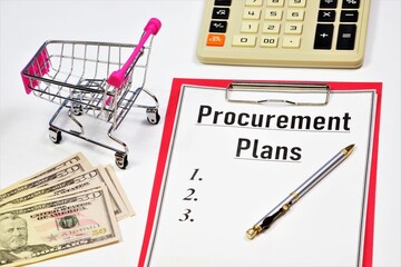 Procurement plan. A text label in the planning notebook. Selection of offers for the supply of...
