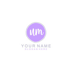 UM Initial handwriting logo template vector