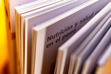 close-up of open book of nutrition on the table vertically