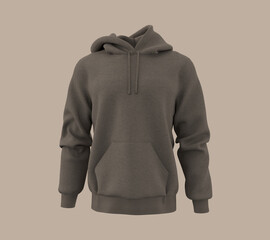 Blank hooded sweatshirt mockup for print, 3d rendering, 3d illustration