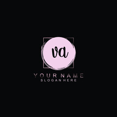 VA Initial handwriting logo template vector