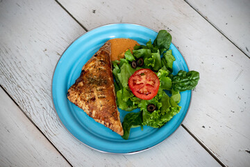 Meat Wrap & Salad (Top Shot).