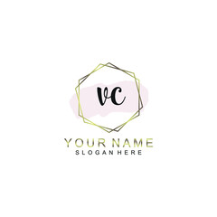 VC Initial handwriting logo template vector
