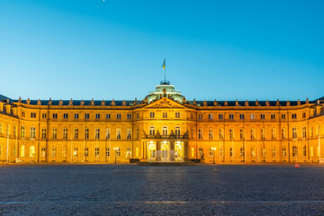 Sunrise view of the new palace in Stuttgart, Germany