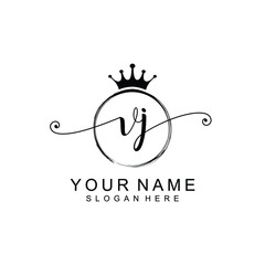 VJ Initial handwriting logo template vector
