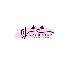 VJ Initial handwriting logo template vector