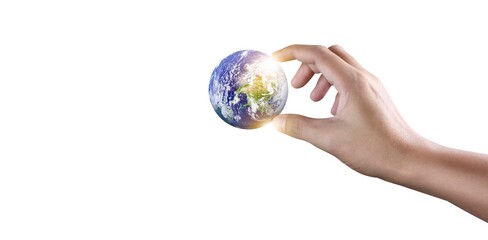 Globe in hand, Earth energy saving concept, image furnished by NASA