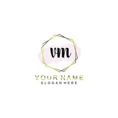 VM Initial handwriting logo template vector