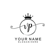 VP Initial handwriting logo template vector