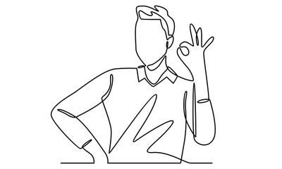 Continue line of businessman making okay sign