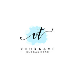 VT Initial handwriting logo template vector