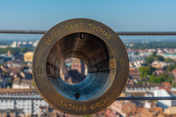 Aerial view of Saint Thomas church in Strasbourg, France